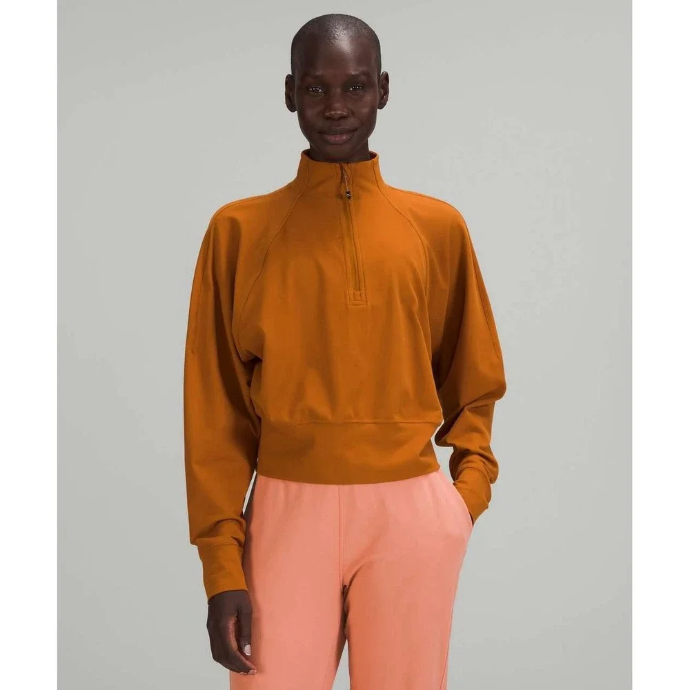 Lululemon Butternut Brown Ready To Rulu Half-Zip Pullover Size 8/10